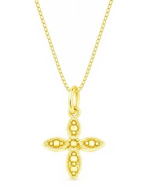 Unaloe Floral Cross Pendant Necklace – Vermeil - Metallic