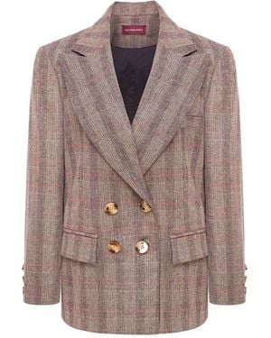 Mandragora Double Breasted Checked Blazer Gante - Brown