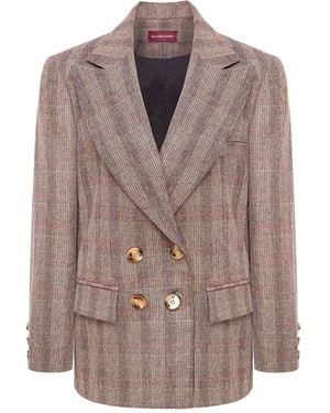 Mandragora Double Breasted Checked Blazer Gante - Brown