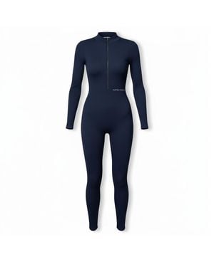 Altra Volta Sculpted Ribbed Zip Jumpsuit – Long Sleeve - Blue