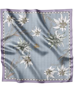 Lamberty Munich Edelweiss Alpenglow Italian Mulberry Silk Scarf Ice - Blue