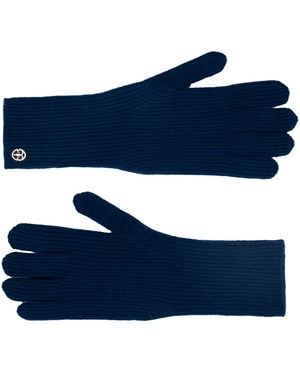 Bel Cashmere Cashmere Ribbed Denim Gloves - Blue