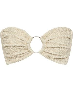 Montce Neutrals Oat Texture Tori Ties Bandeau Bikini Top - White