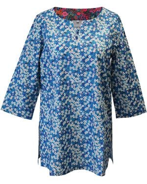 Lime Tree Design Mitsi Tunic Top Made With Liberty Fabric - Blue