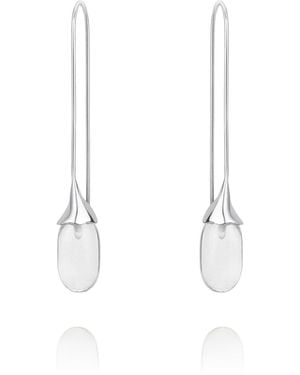MOUNIR LONDON Neutrals Long Rock Crystal Capsule Earrings - White