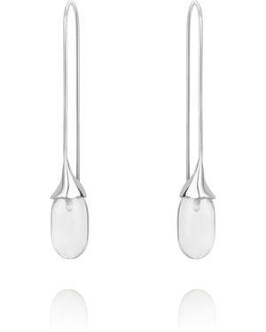 MOUNIR LONDON Neutrals Long Rock Crystal Capsule Earrings - White