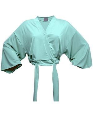 Loreen Label Bamboo Wrap Top - Blue