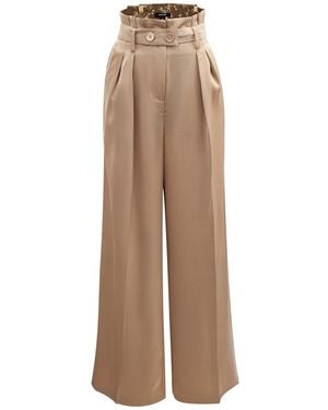 Smart and Joy Pleats Straight Trousers - Natural