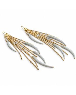 Adha Zelma Cahser Wave Dentalium Shell Chandelier Earrings - Metallic
