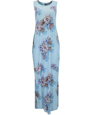 lords of harlech Trudy Exotic Floral Sleeveless Midi Dress - Blue