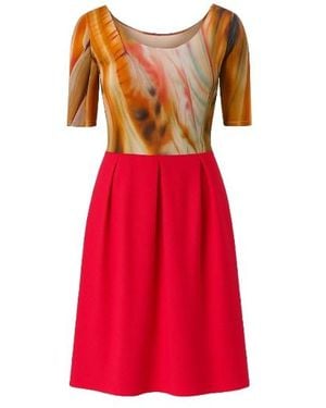 Conquista Abstract Animal Print Dress - Red