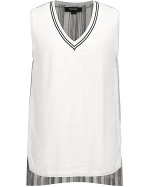 Smart and Joy Long V-Neckline Bi-Material Top - White