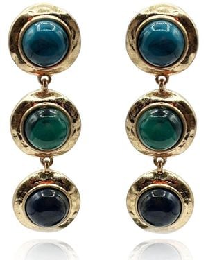 Michael Nash Jewelry Violetta Three Stone And Malachite Resin Pierced Earrings - Green