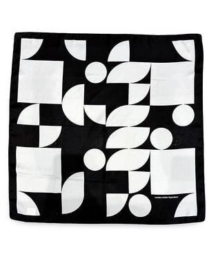 London Atelier Byproduct Geometric Print Square Silk Scarf - Black