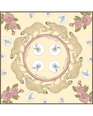 Marna Ro The Jaguar's Path. Vanilla. Silk Twill Scarf - Metallic