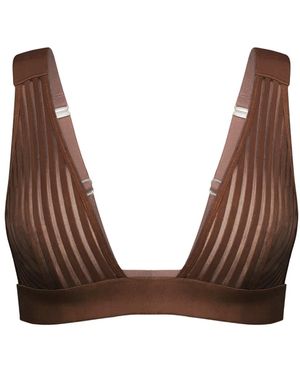 MONIQUE MORIN LINGERIE Vertigo V Neck Bralette Cocoa - Brown