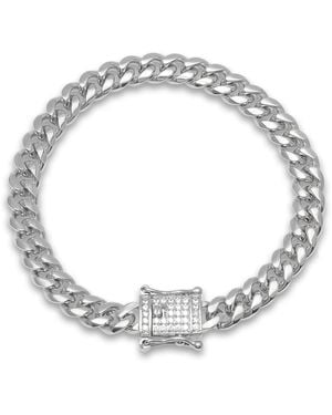 Steeltime Stainless Steel 8Mm Miami Cuban Bracelet With Cz Box Clasp 8 Inch - Metallic