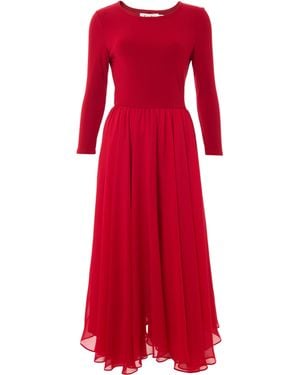 Louche Huxley Ballerina Style Maxi Dress - Red