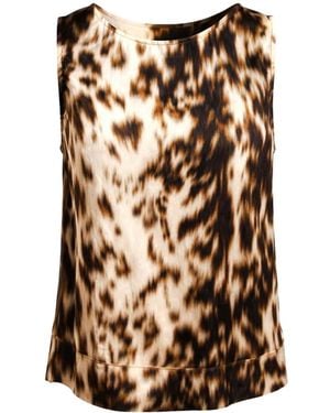 Oh!Zuza Neutrals Echo Sleeveless Satin Viscose Top – Chocolate Print - Brown