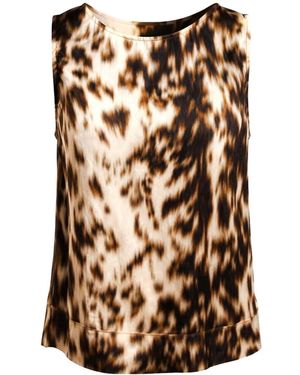Oh!Zuza Neutrals Echo Sleeveless Satin Viscose Top – Chocolate Print - Brown