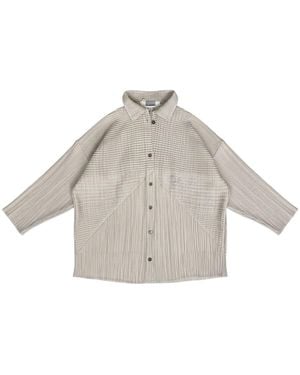 London Atelier Byproduct Neutrals Multi Way Accordion Pleated Shirt - Grey