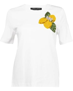 Laines London Laines Couture Embellished La Dolce Vita Lemons T-Shirt - White