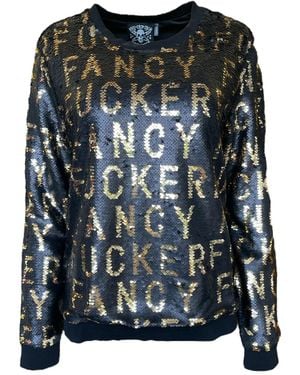Any Old Iron Fancy Fucker Sequin Sweatshirt - Black