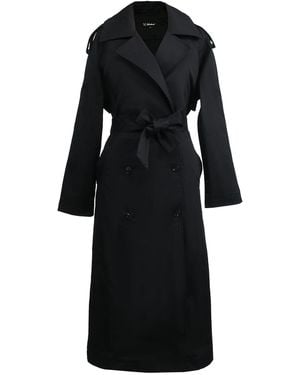 Smart and Joy Basic Double-Breasted Trench Coat - Black
