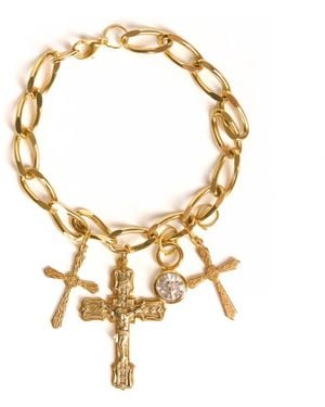 Caramel Vintage Jewellery Pray Crosses Charm Bracelet - Metallic