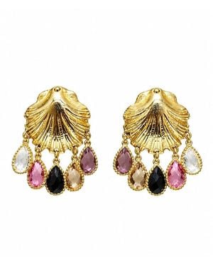 Eyeconic by Samar Ajram Golden Shell Earrings - Metallic