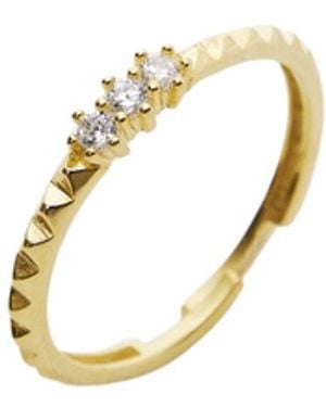 Spero London Sterling Three Round Gem Stacking Ring - Metallic