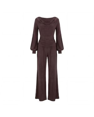 Atom Label Indium Jumpsuit With Bell Sleeve - Purple
