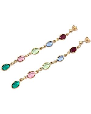 Sophelia Dangle Multi Gemstone Crystal Drop Plated Earrings - White