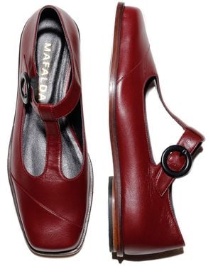 Mafalda Claire Wine Mary-Jane Flats - Red