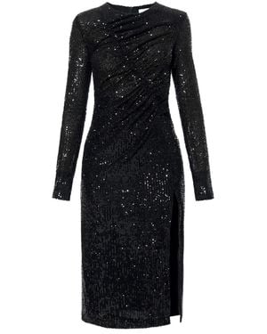 AGGI by HALEWSKI Madlen Sparkle Sequined Midi Dress With Long Sleeve - Black