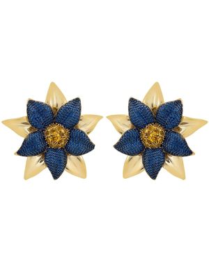 LÁTELITA London Marguerite Daisy Flower Large Stud Earrings Sapphire - Blue
