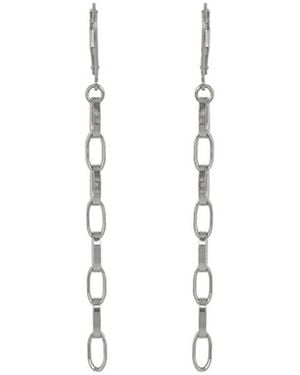 Edge Only Oval Link Drop Earrings Sterling - White