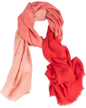 Heritagemoda Handwoven Coral Ombré Cashmere Scarf - Red