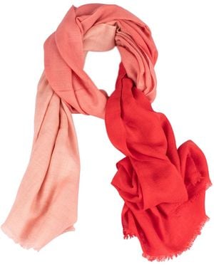 Heritagemoda Handwoven Coral Ombré Cashmere Scarf - Red