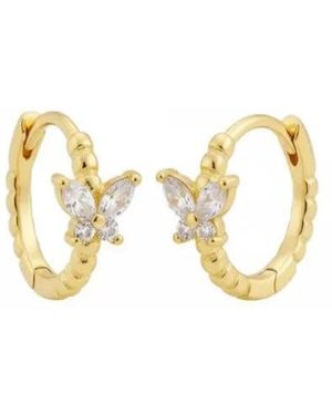Angel Barocco Butterfly Gem Hoop Earrings - Metallic