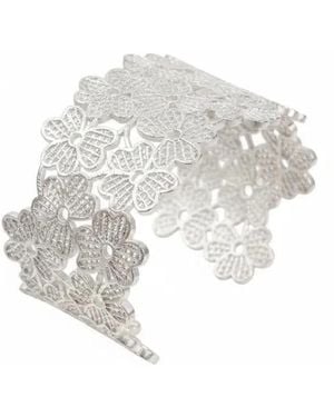 Angel Barocco Floral Lace Open Cuff Bangle - White
