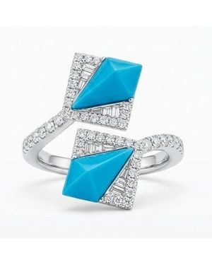 Artisan 18K Diamond & Geometric Open Ring - Blue