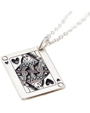Posh Totty Designs Queen Of Hearts Playing Card Charm Necklace - White