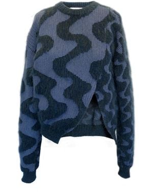 Ccy Currency Wavey Split Jumper - Blue