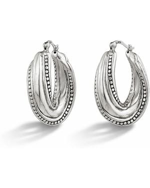 Gold & Honey Textured Oval Hoop Earrings - Metallic