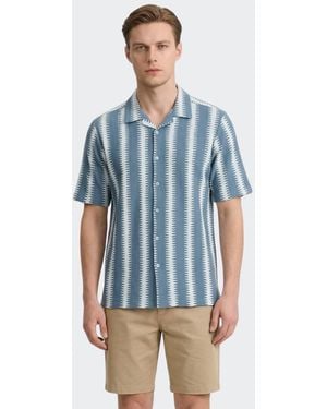 Vustra Coastal Breeze Zigzag Stripe Shirt - Blue