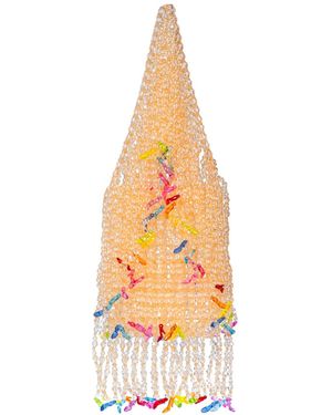 Tillie Beads Champagne Fringe Mini Bag - White