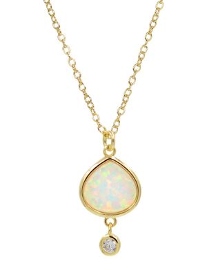 KAMARIA Best Friend Opal Pear Necklace With Crystal Drop - White
