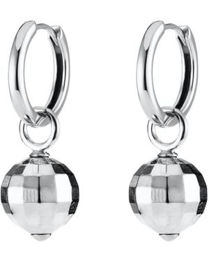 Scream Pretty Disco Ball Charm Hoop Earrings - Metallic