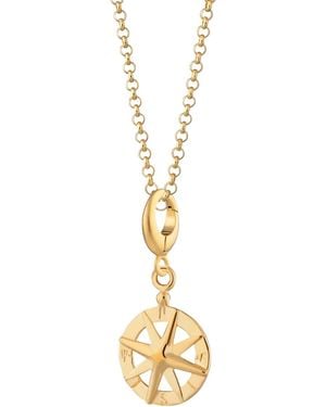 Lily Charmed Plated Compass Charm Necklace - Metallic